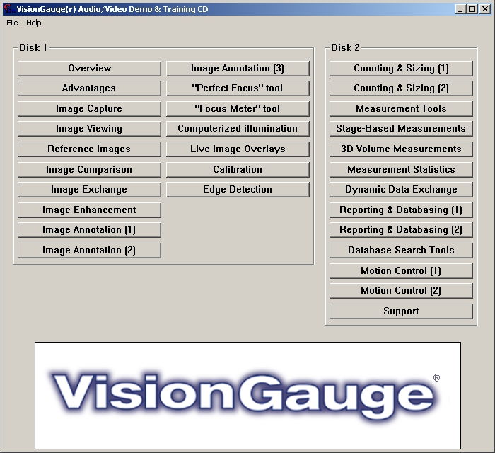 VisionGauge Audio-Visual Demo CD