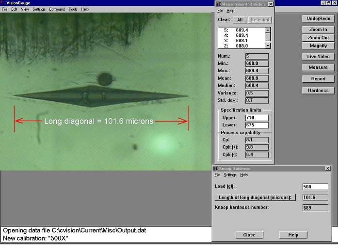 VisionGauge HT Hardness Testing software for material hardness measurements