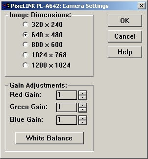 PixelLink PL A642 Settings