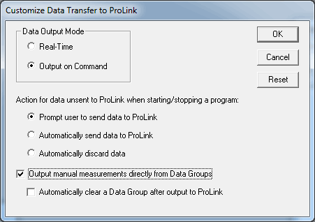 Customize Data Transfer to ProLink