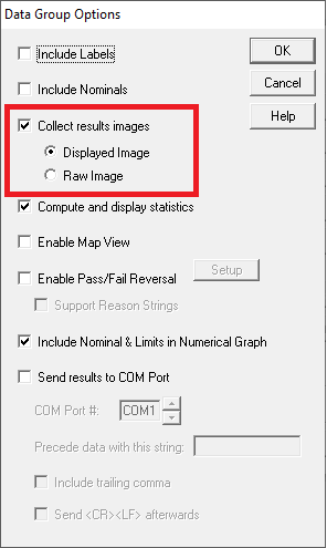 Data Group options - Collecting results images