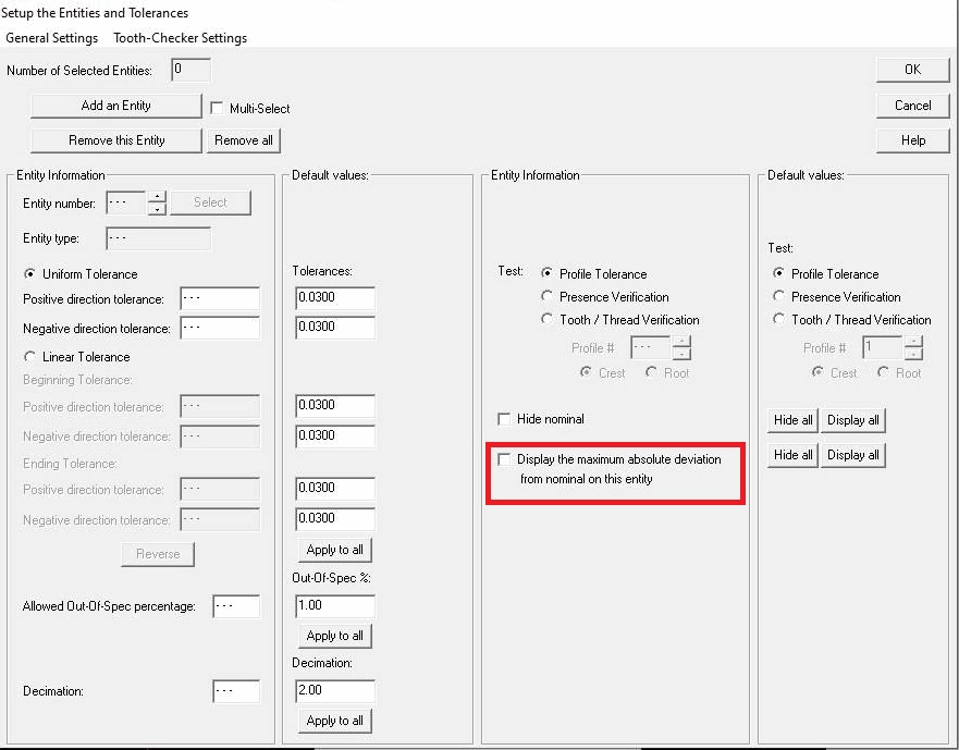 Maximum Deviation From Nominal on Entities