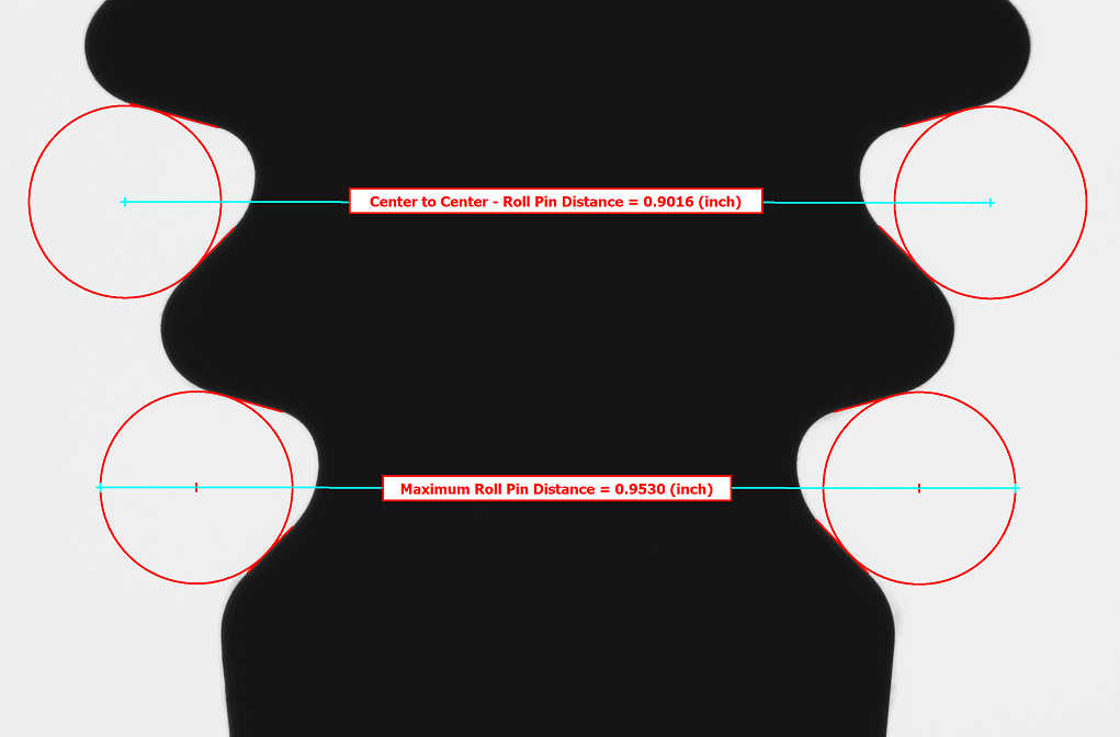 Roll Pin Distance measurement in VisionGauge® Online