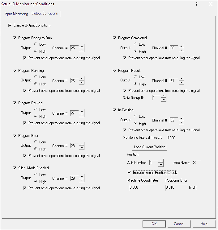 Output Conditions - VisionGauge OnLine