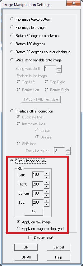 Program Toolbox - Image Manipulation - Cutout Image Portion operation