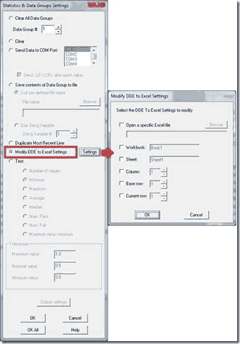 Program Toolbox - Statistics - Modify DDE to Excel settings