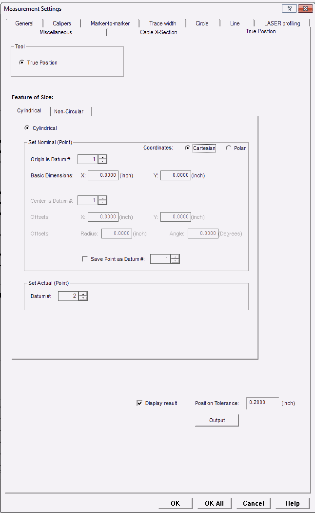 True Position measurement for Cylindrical Features of Size