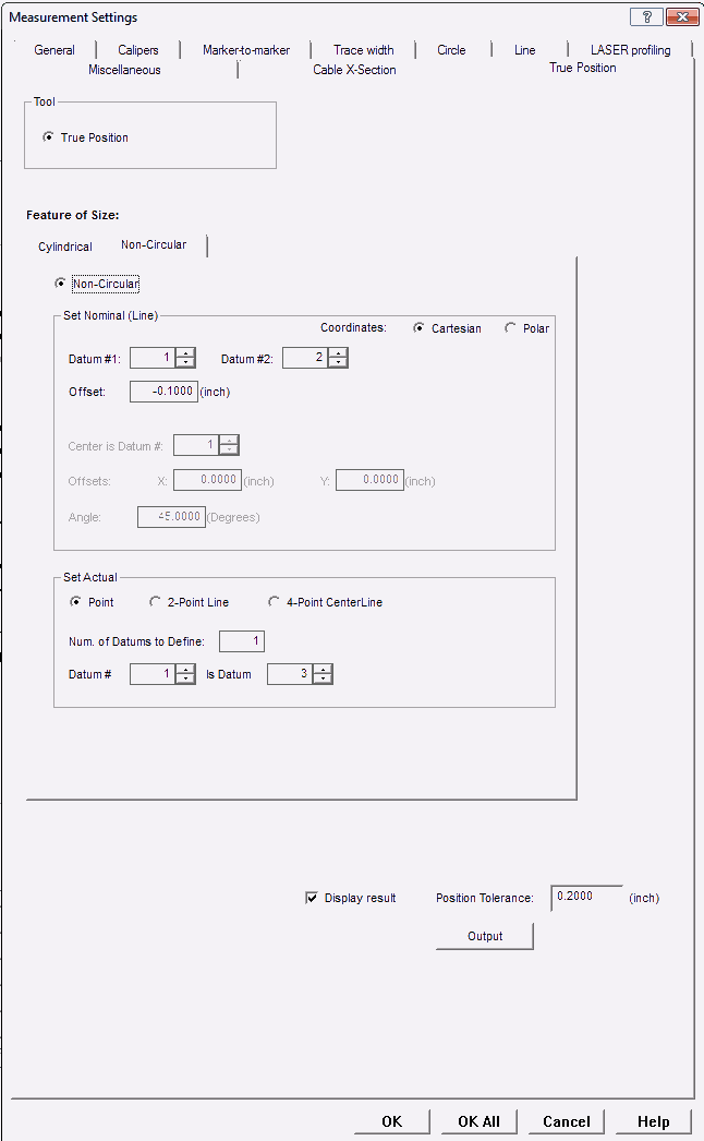 True Position measurement for Non-Circluar Features of Size