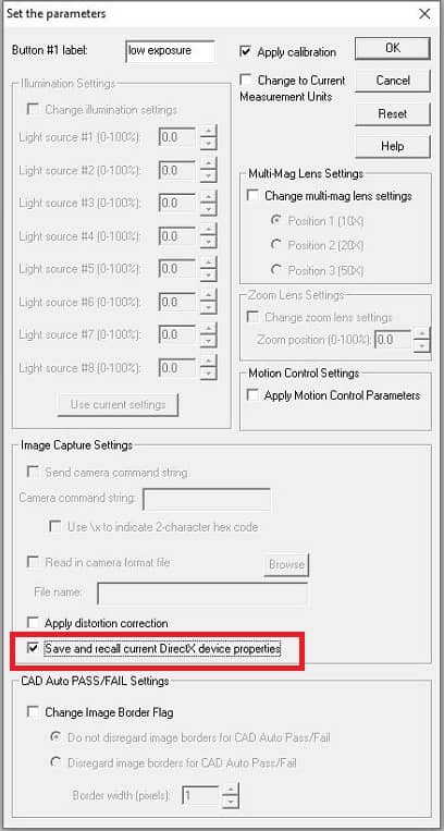 Saving DirectX image capture settings in the Settings Toolbox