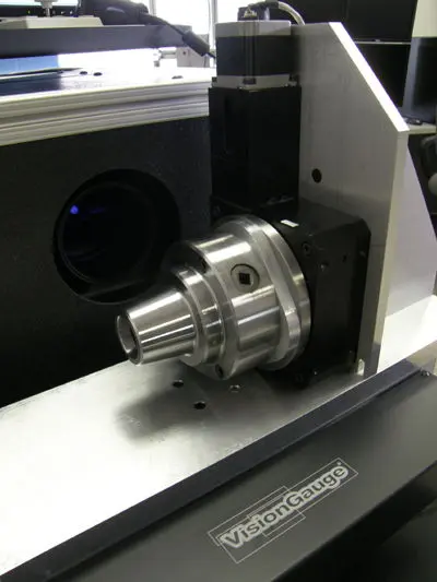 a rotary stage workholding on a VisionGauge digital optical comparator stage