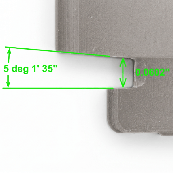 Scan image of an orthopedic implant inspection with a precision angled section that passes inspection