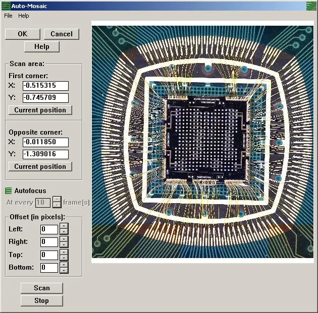 VisionGauge Auto-Mosaic dialog to build large resolution images