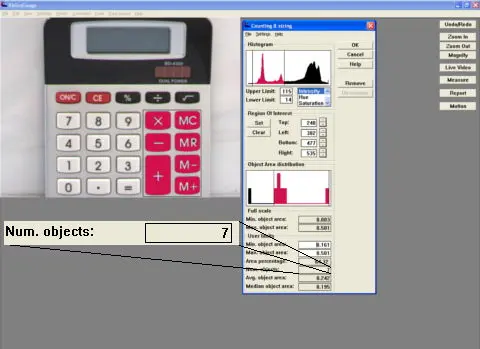 A demonstration of Counting and Sizing operations on an ROI of a calculator