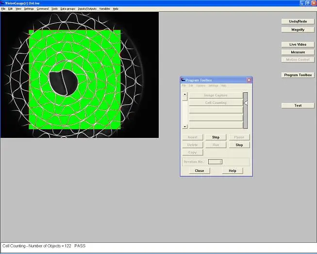 VisionGauge blob analysis in a program