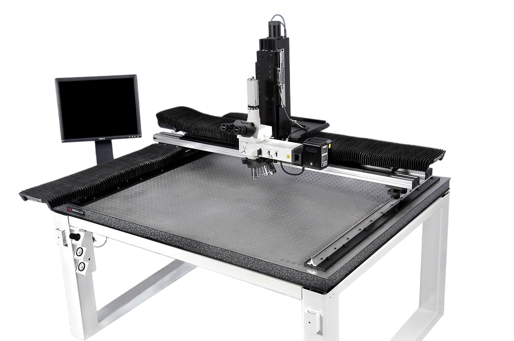 A VisionGauge cartesian inspection and measurement system on a vibration isolation table