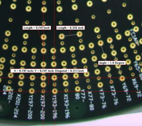 measurements from VisionGauge on a wafer