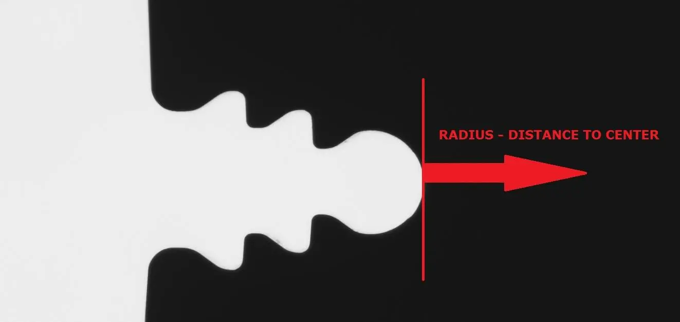 VisionGauge automatically measures the radius of a turbine disk broached slot.
