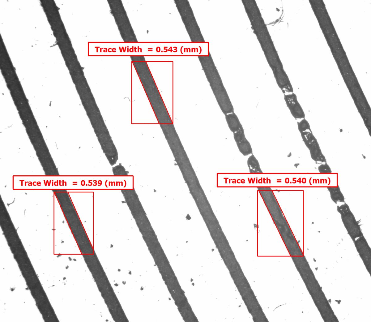 Automatic feature measurement on a semiconductor with VisionGauge