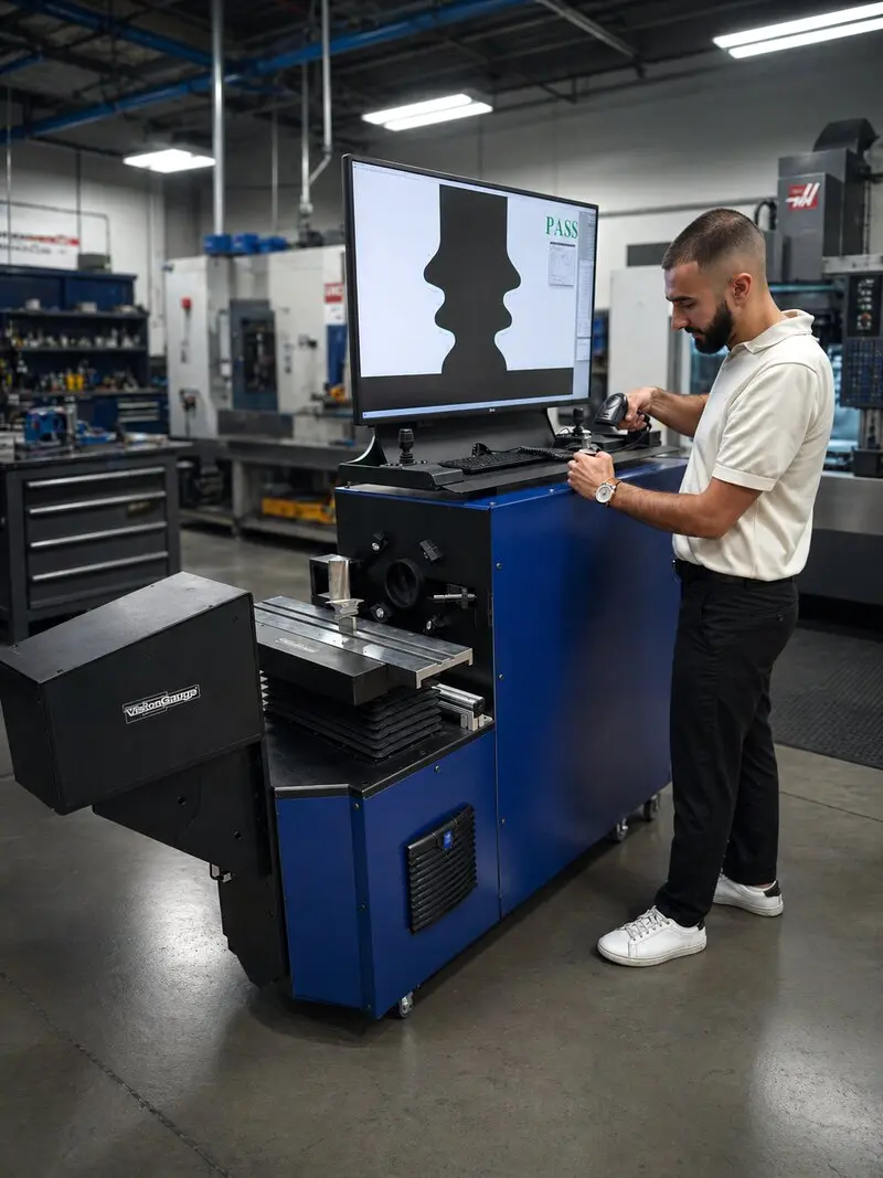 Photo of person using VisionGauge Comparator