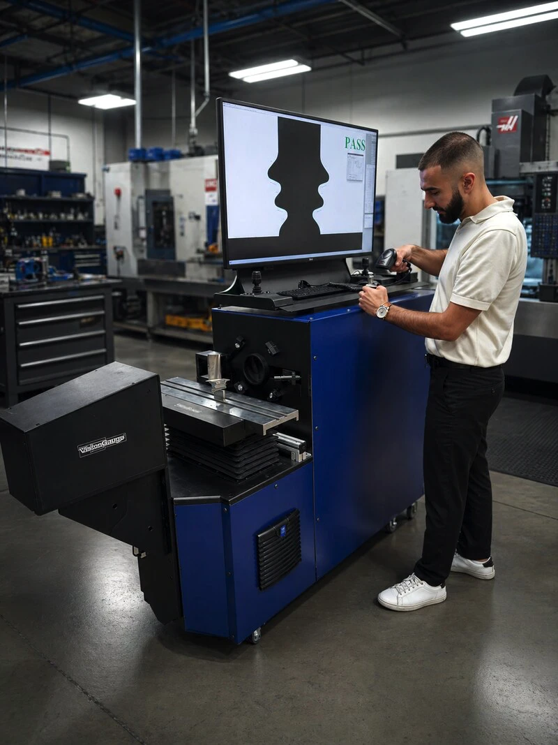 VISIONx technician using a VisionGauge® Digital Optical Comparators