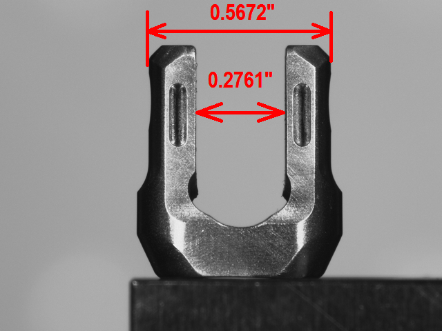 Tool measurement dimensions on a VisionGauge Digital Optical Comparator