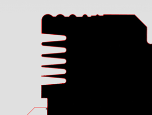 An EDM part viewed at 50X magnification on VisionGauge® Digital Optical Comparator