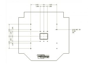 Desktop Configuration Base Plate Dimensions of a 300 Series VisionGauge Digital Optical Comparator