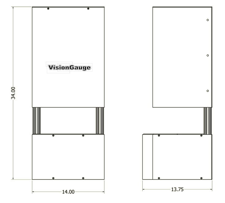 Desktop Configuration Dimensions Desktop Configuration Dimensions of a 300 Series VisionGauge Digital Optical Comparator