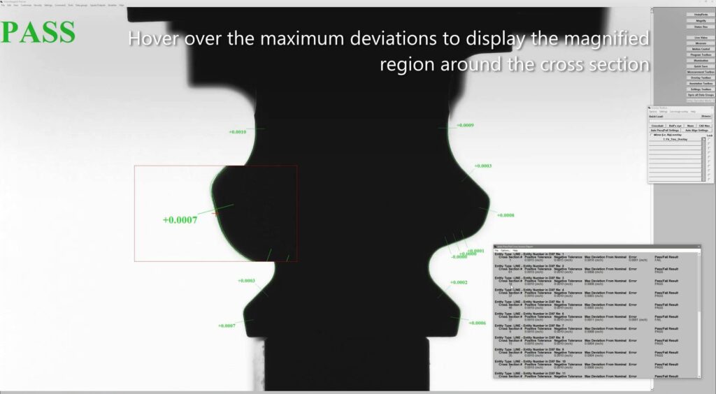 CAD Auto-Pass/Fail Entity Cross Section Analysis on a Fir Tree Inspection