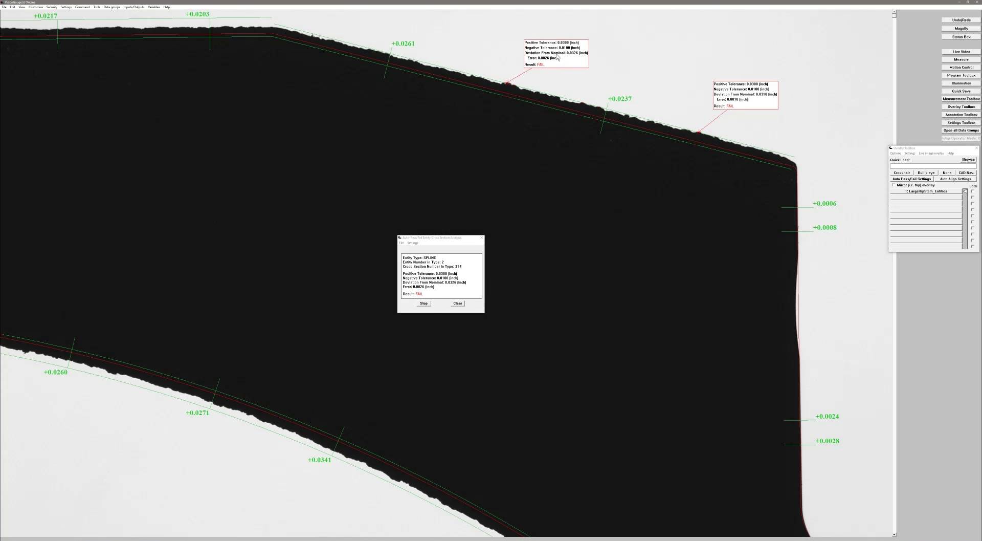 CAD Auto-Pass/Fail Entity Cross Section Analysis on a Hip Stem