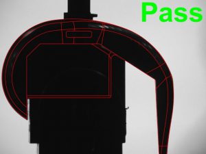 Knee implant inspected with auto pass/fail on a VisionGauge Digital Optical Comparator