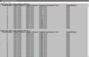 CAD Auto-Pass/Fail Entity Cross Section Report on a Fir Tree Inspection