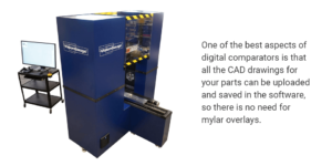 Digital optical comparators allow you to upload and save CAD drawings