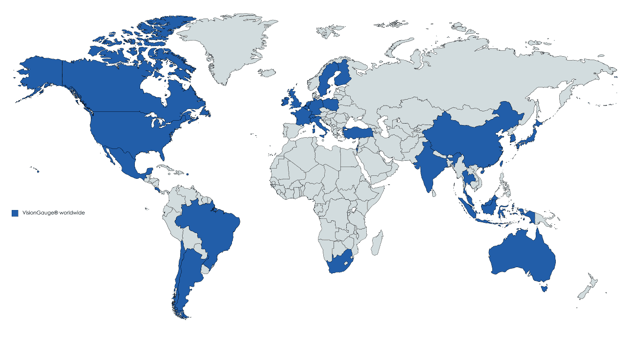 World-wide map of current VisionGauge licenses