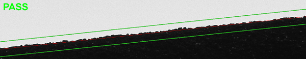 The geometry-based Auto Pass/Fail tool is especially well suited to parts with "peaks and valleys" where we don't know beforehand where the min & max deviations might be located on VisionGauge® Digital Optical Comparator