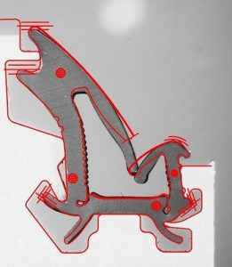 automotive seal inspection and CAD overlays on a VisionGauge® Digital Optical Comparator