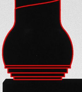 CAD Auto Pass/Fail and CAD Auto-Align tools on the VisionGauge Digital Optical Comparator inspecting threads and other features of interest on bone screws.