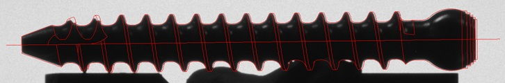 VisionGauge Digital Optical Comparator inspecting a bonescrew on VisionGauge® Digital Optical Comparator