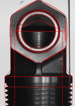 VisionGauge Digital Optical Comparator inspecting a nozzle
