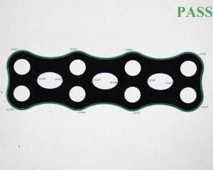 orthopedic implant inspection of a plate with CAD Auto-Pass/Fail on a VisionGauge Digital Optical Comparator